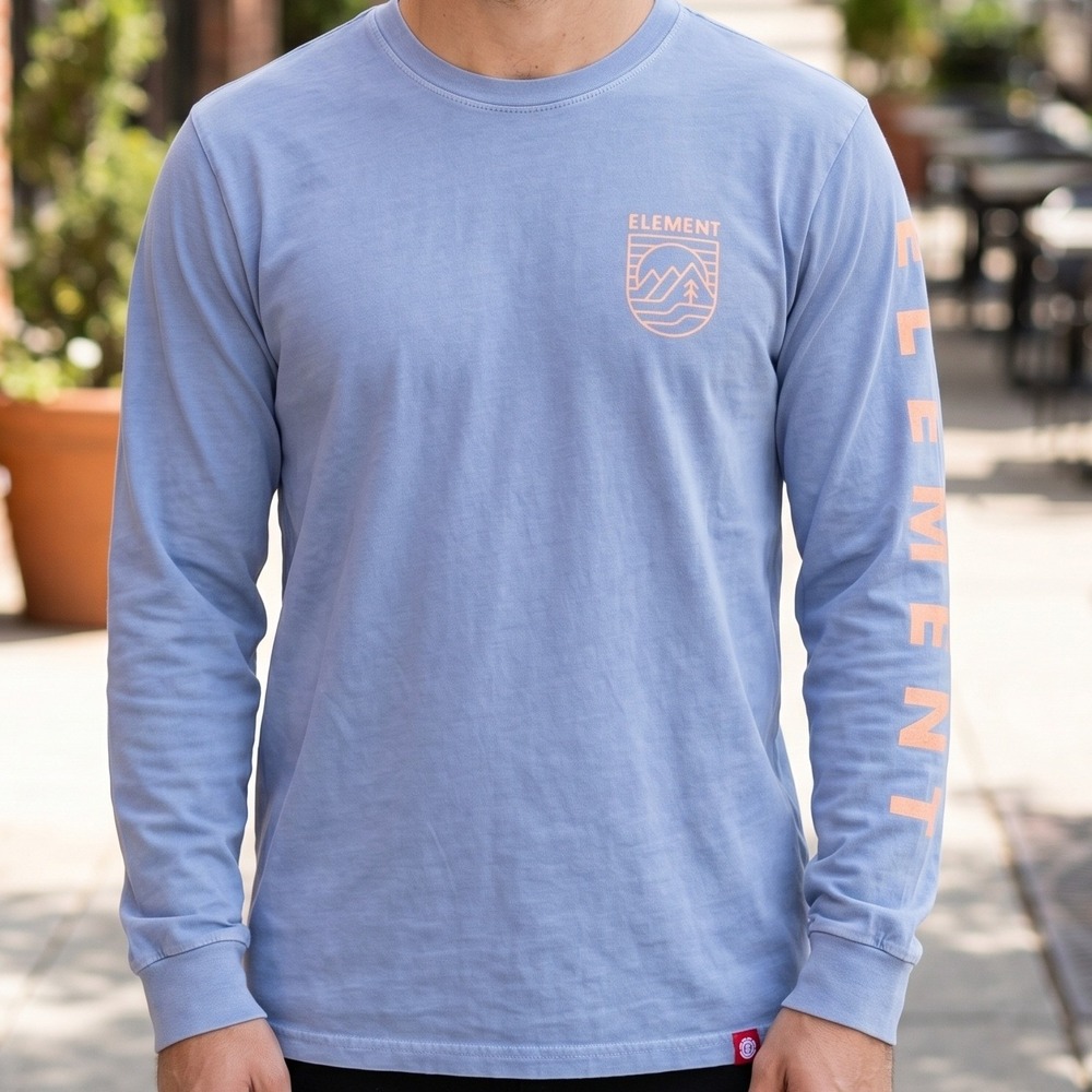 Element Mens Long Sleeve Graphic Tee Faded Blue Mountain‎ Skate Shirt S/P